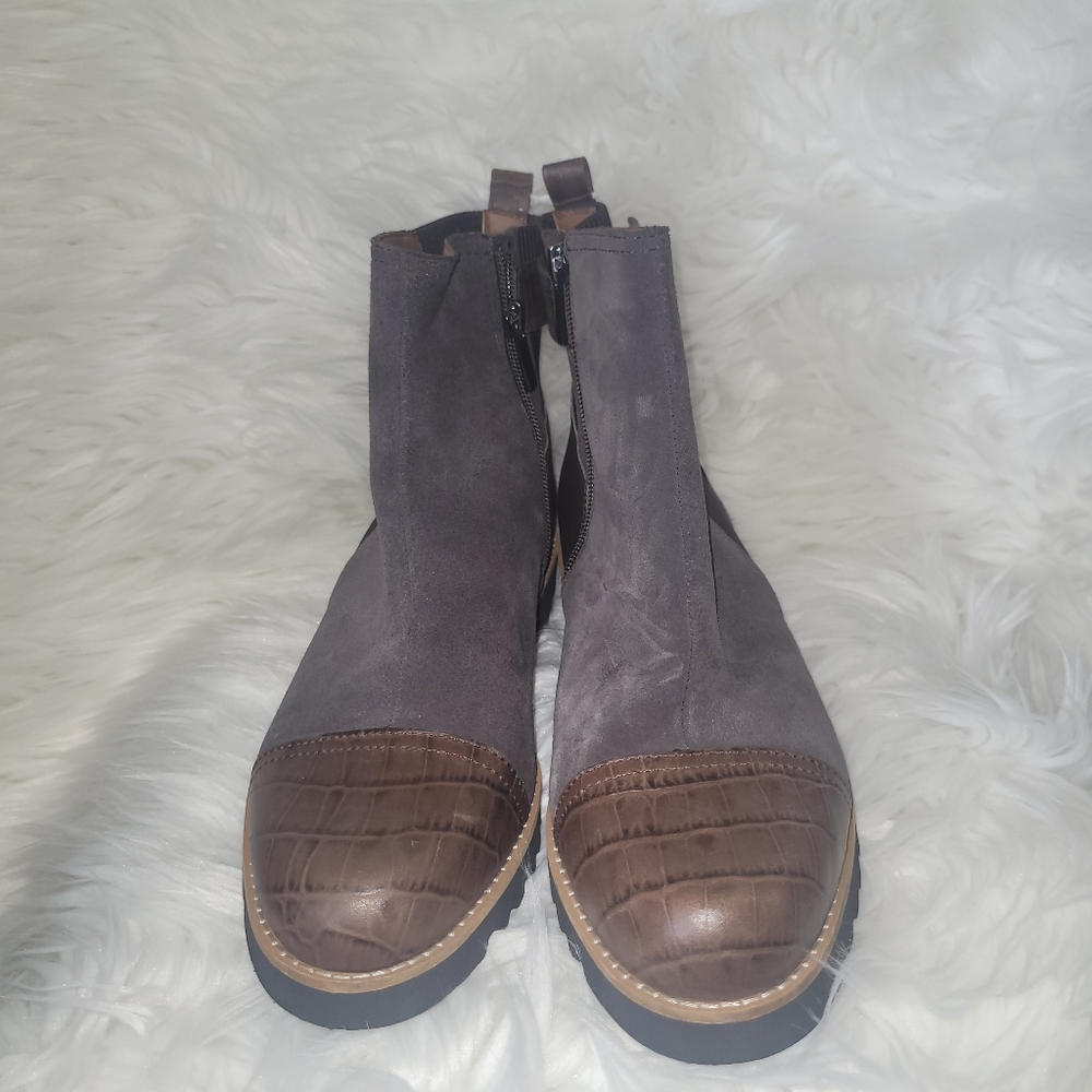 Female Gray and Brown Ankle Boots